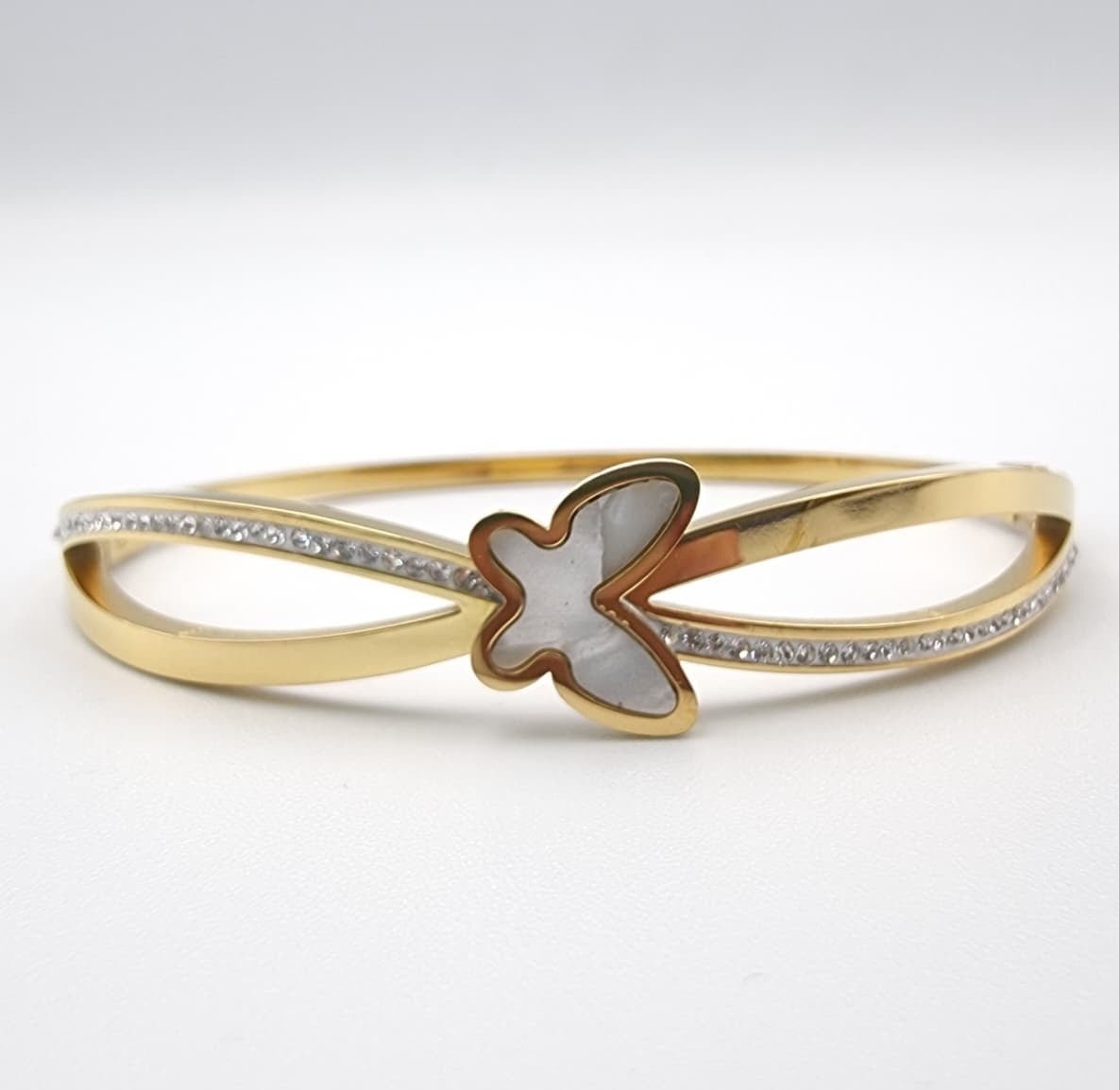 White Enamel Butterfly Bangle - Zambeel