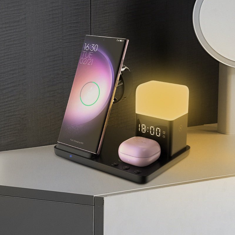 Wireless Charger 6 - in - 1 Small Night Lamp Alarm Clock - Zambeel