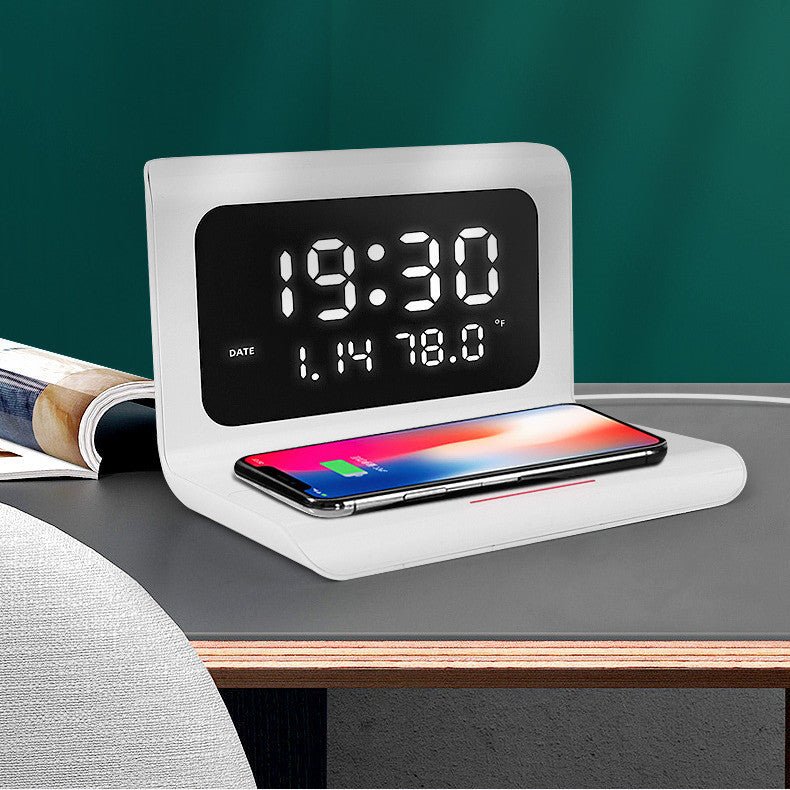 Wireless Charger Alarm Clock Creative Perpetual Calendar Temperature and Humidity Wireless Charge 10W Fast Charge - Zambeel