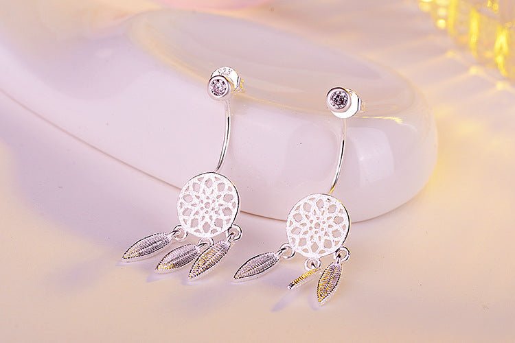 Women's Fashion Feather Dream Catcher Ear Studs - Zambeel