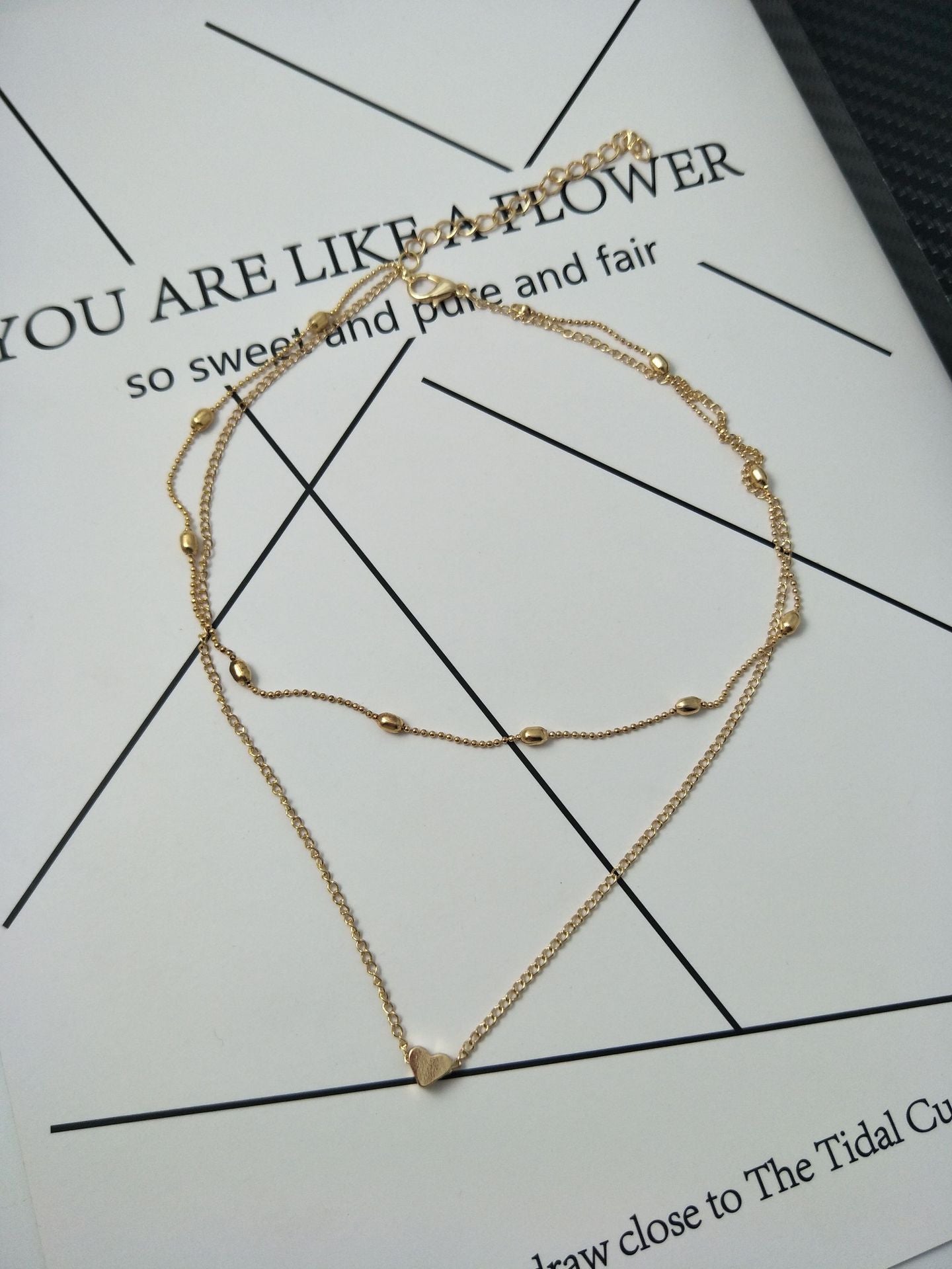 Women's Peach Heart Multi - layer Clavicle Necklace - Zambeel