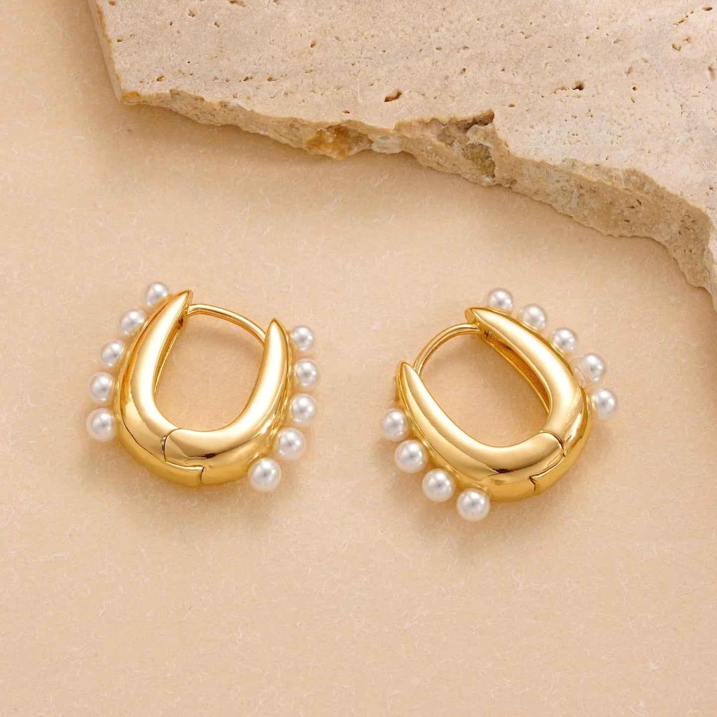 Women's Pearl Earrings Fashion Gold Plated - Zambeel