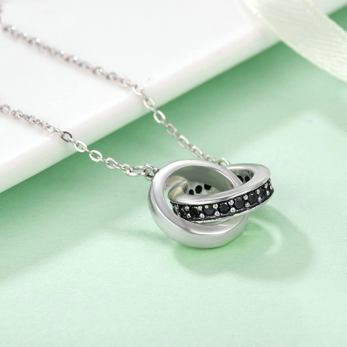 Zircon Inlaid Geometric Ring - phase Buckle Necklace For Women - Zambeel