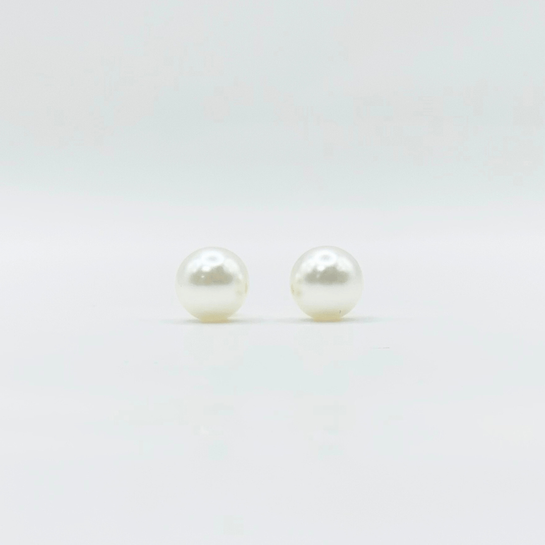 10 mm White Pearl With Post Earring | Stainless Steel | Gold Plated - Zambeel