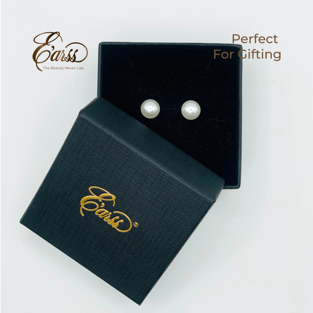 10 mm White Pearl With Post Earring | Stainless Steel | Gold Plated - Zambeel