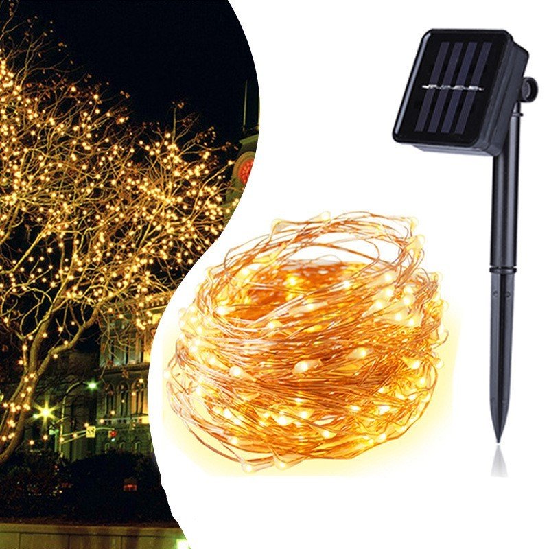 100 200 LED Solar Copper Wire String Light - Zambeel