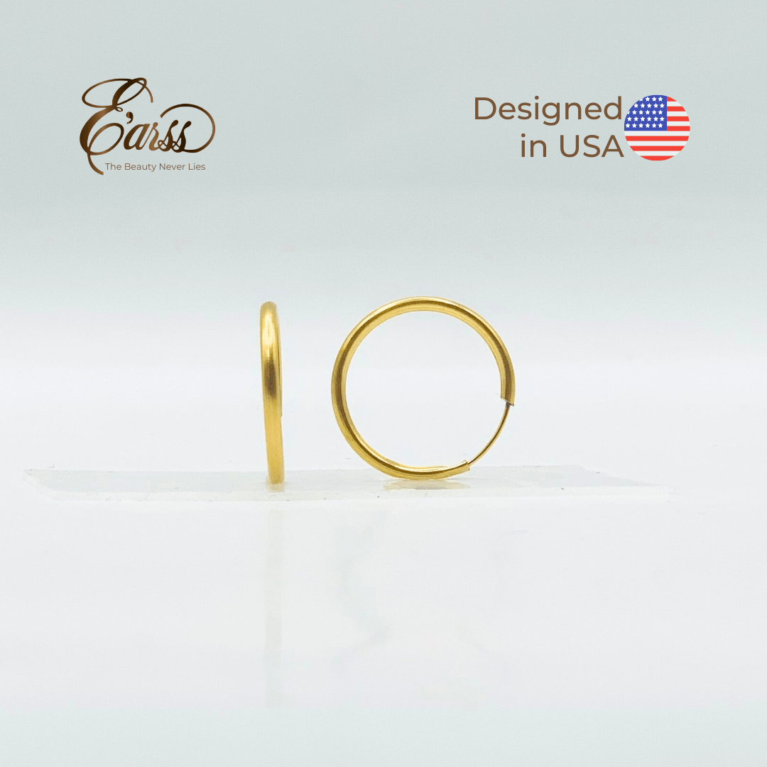 1/2 Endless Hoop Gold Earring | Stainless Steel | 18K Gold Plated - Zambeel
