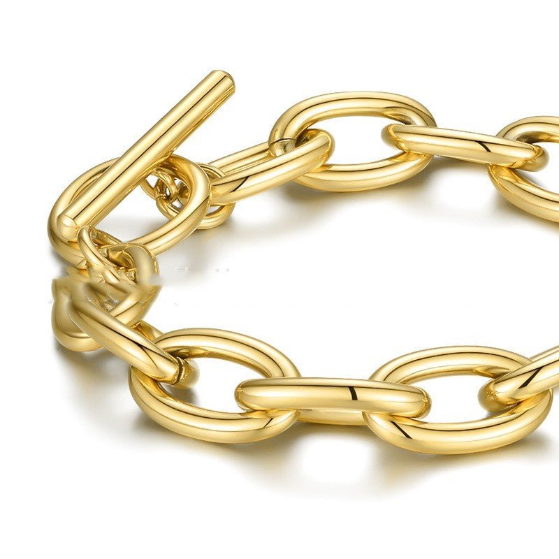14K Gold Titanium Steel Special - interest Design Exaggerated Bracelet - Zambeel
