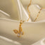 18K Gold Stainless Steel Inlaid White Zircon Butterfly Pendant Necklace - Zambeel