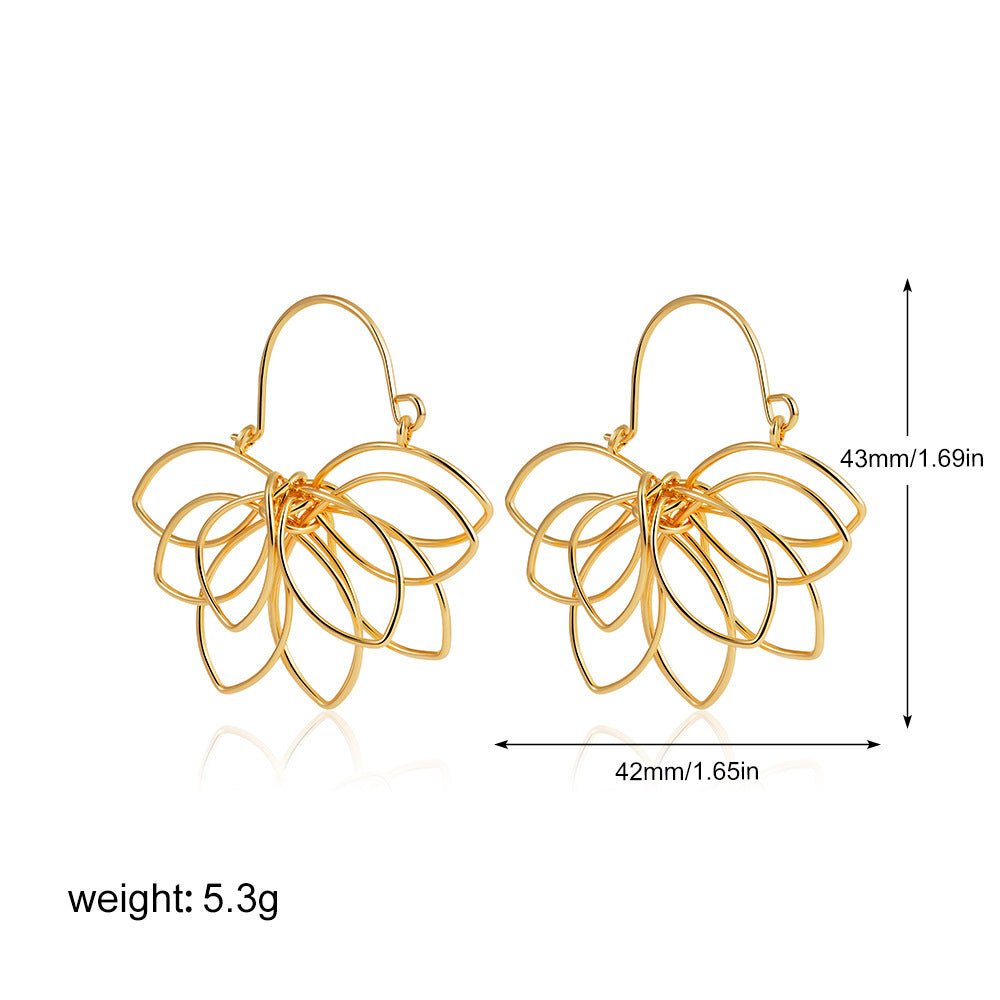 18K Real Gold Weaving Hollow Flower Earrings - Zambeel