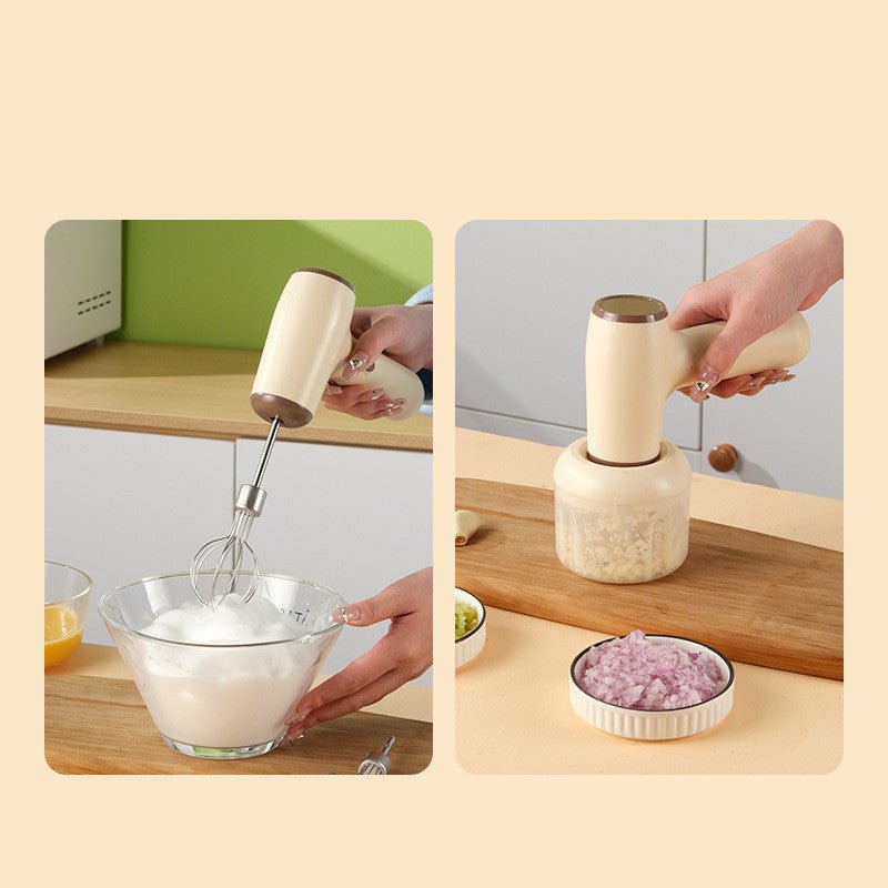 2 In 1 Electric Garlic Chopper USB Rechargeable Vegetable Chili Meat Ginger Masher Handheld Multipurpose Kitchen Gadgets - Zambeel