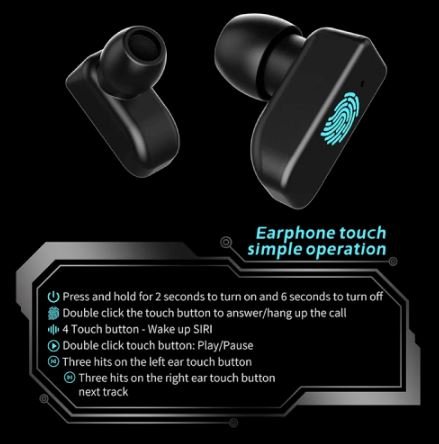 2 In 1 HI-FI Wireless Earphones Men Smart Watch - Zambeel
