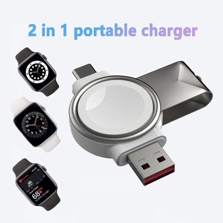 2 In 1 Magnetic Watch Wireless Charger Interface For Apple Watch IWatch Fast Charging Portable Type - C USB - Zambeel