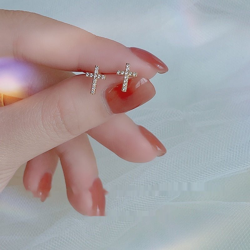 2024 New Fashion Stainless Steel Cross Earrings Product Temperament All Match Birthday Anniversary Earrings Small Gift - Zambeel