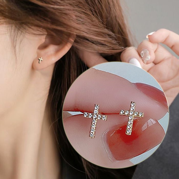 2024 New Fashion Stainless Steel Cross Earrings Product Temperament All Match Birthday Anniversary Earrings Small Gift - Zambeel
