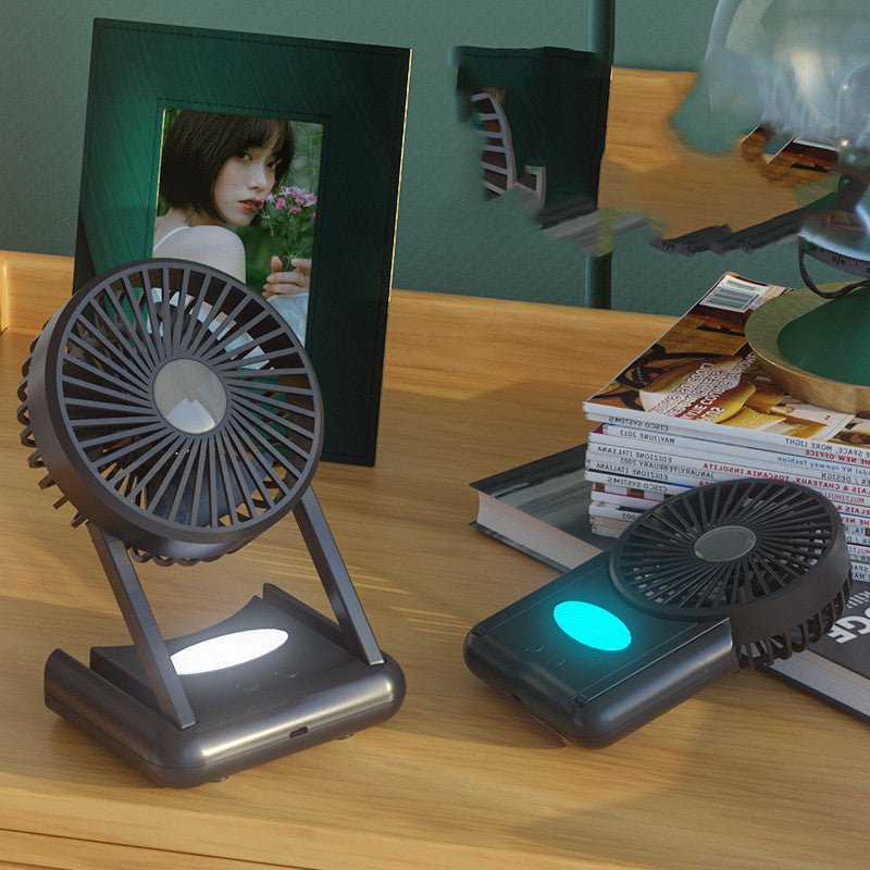 23 Hours Mini Silent Handheld Fan LED Night Light Fan Desktop Folding Small Electric Fan Portable Fan - Zambeel