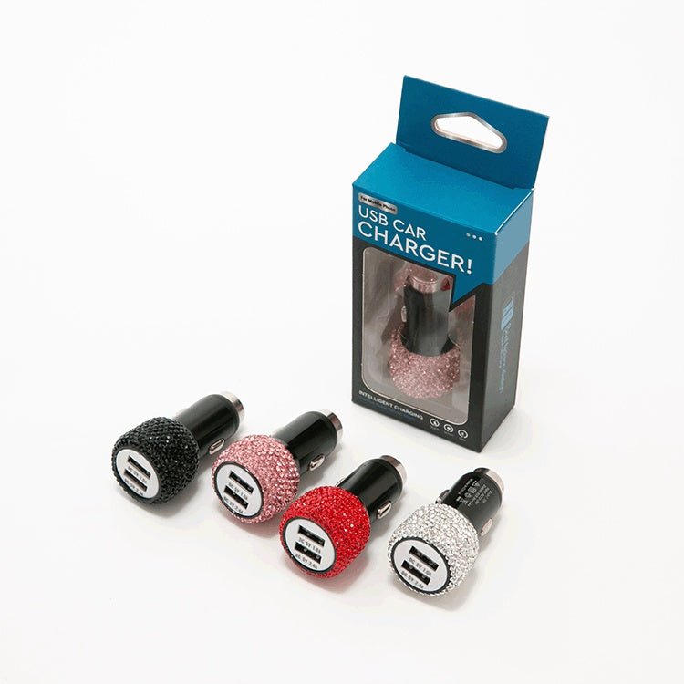 2.4A Dual Port Car Mobile Phone Charger With One For Two Diamond - Inlaid Dual Usb Car Charger Travel Car Charging Head - Zambeel