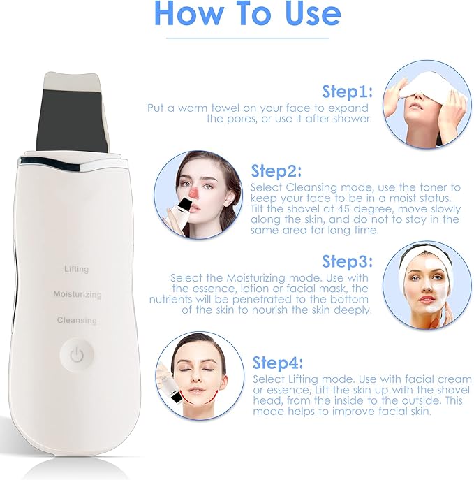 3 - in - 1 Ultrasonic Facial Skin Scrubber - Zambeel