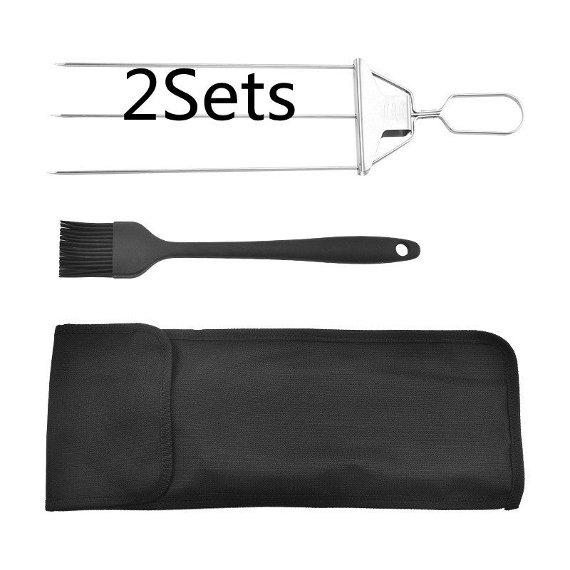 3 - Prong Skewer Stick Needles Kebab 3 Way Forks Stainless Steel Barbecue Grill Fork Household BBQ Non - stick - Zambeel