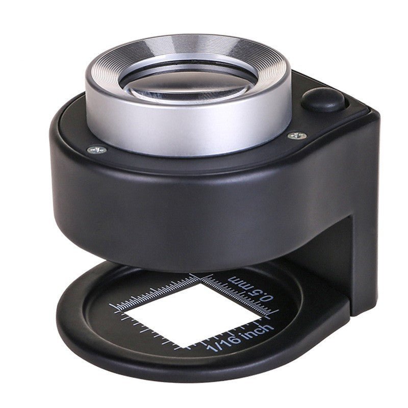 30 Times Full Metal Textile Fabric Printing Grid Pigeon Eye Cloth Mirror With 6LED Money Detector Light A Scale Magnifying Glass - Zambeel