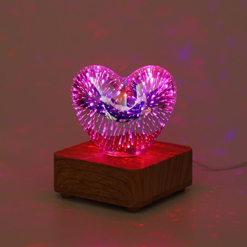 3d Love Glass Small Night Lamp Bedside Bedroom - Zambeel
