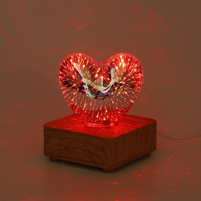 3d Love Glass Small Night Lamp Bedside Bedroom - Zambeel