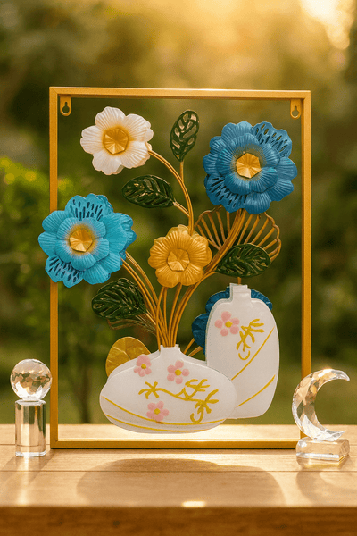3D Metal Floral Vase Wall Art - Zambeel