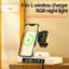 4 In 1 Multifunction Wireless Charger Station With Alarm Clock Display Foldable Wireless Charger Stand With RGB Night Light - Zambeel