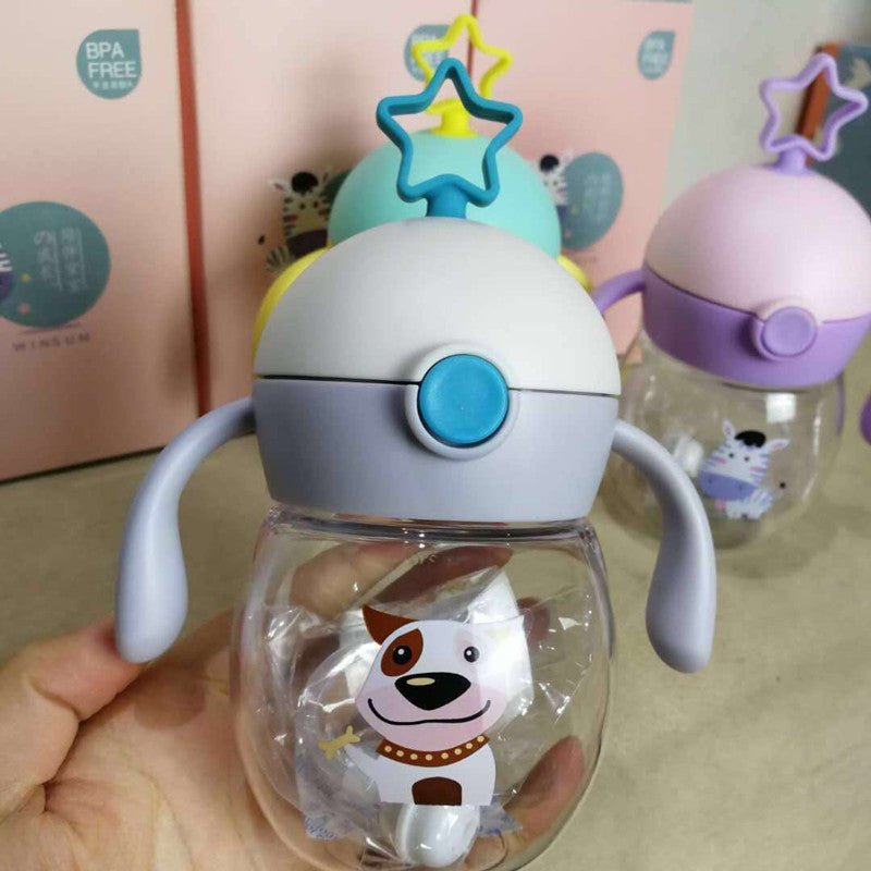 499 Spring and Summer Tritan Material Infant High - End Cup Antenna Baby Straw Cup Learn To Drink Cup Anti - Fall - Zambeel