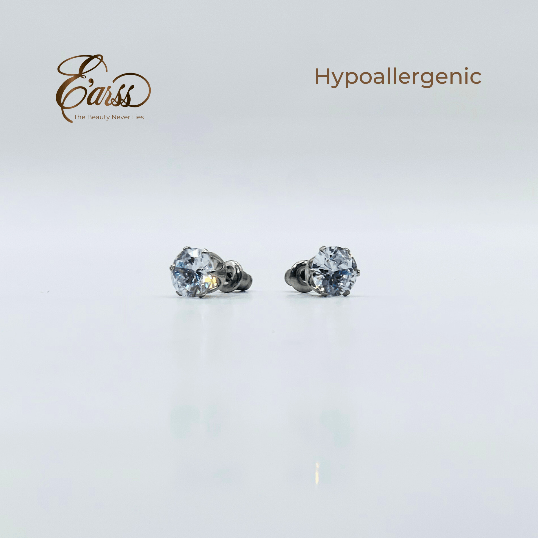 7 mm Clear Cubic Zirconia Round Silver | Stainless Steel - Zambeel