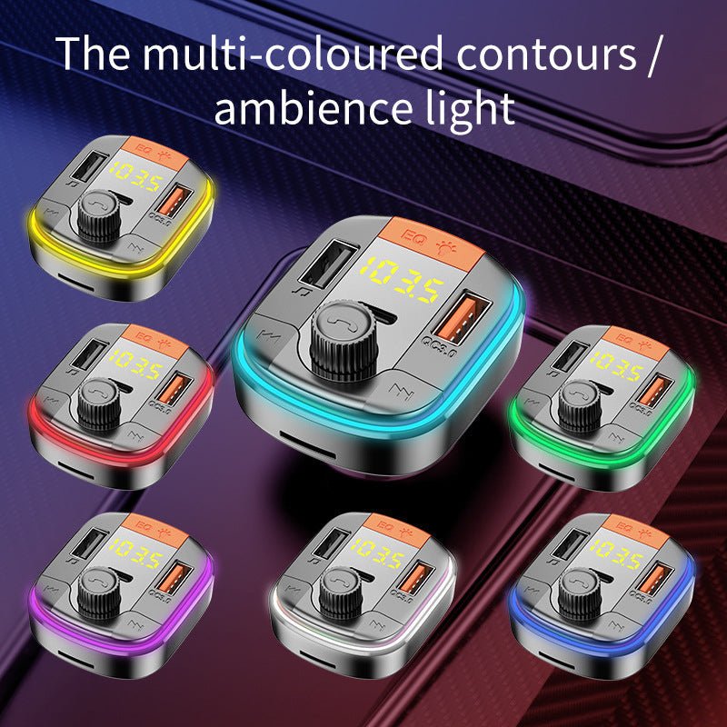 832 Car Mp3 Player Colorful Atmosphere Breathing Light Hands - Free Car Bluetooth Qc3.0 Car Charger - Zambeel