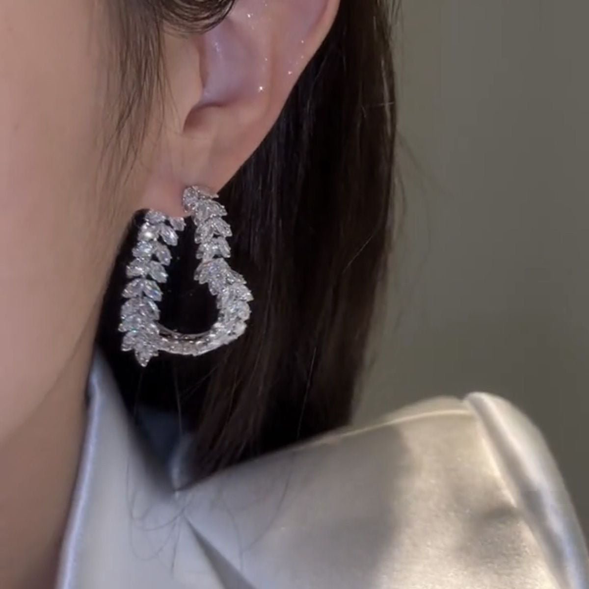 925 Silver Needle Front And Rear Earrings All - match - Zambeel