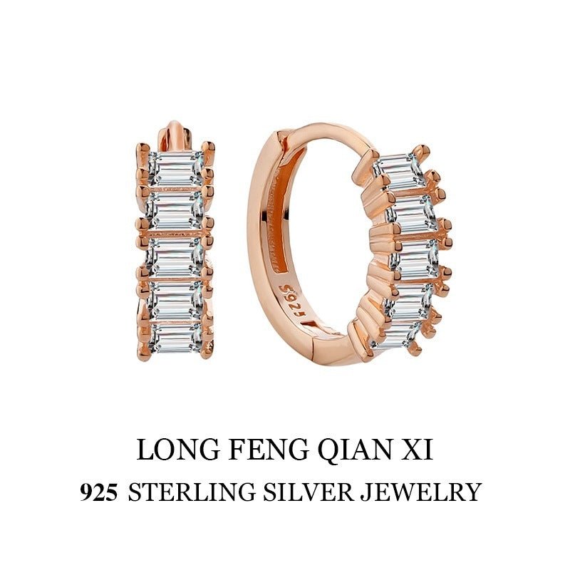 925 Sterling Silver Cube Sugar Earrings Niche Exquisite - Zambeel