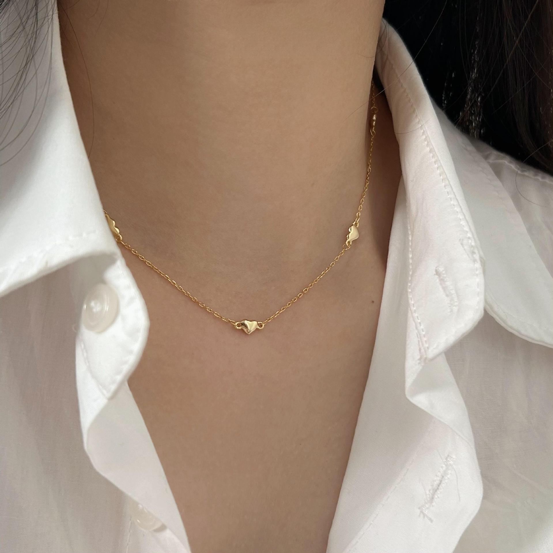 925 Sterling Silver Loving Heart Necklace Simple Temperament Internet Celebrity Necklace - Zambeel