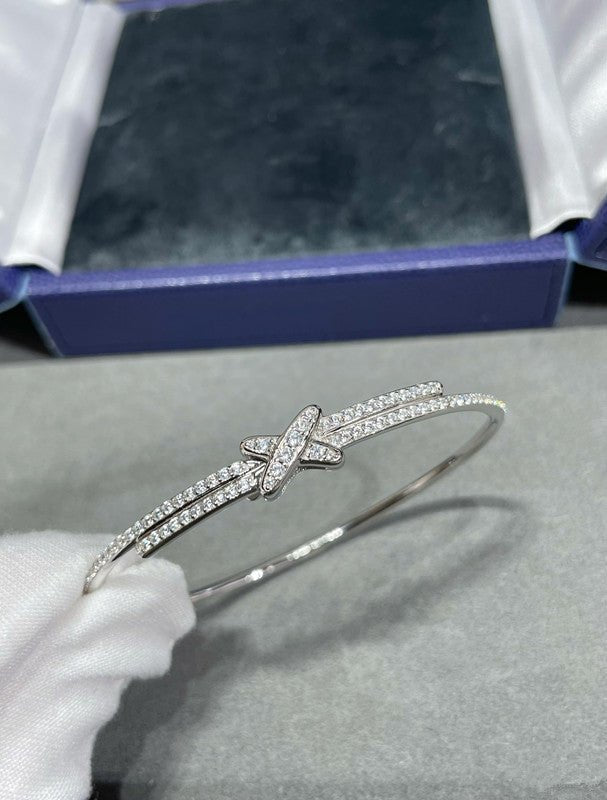 925 Sterling Silver Shangmei Cross Full Diamond Bracelet - Zambeel