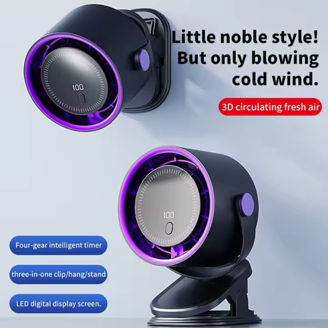 مروحة مكتبية صغيرة مزودة بشاشة LED لعرض البيانات