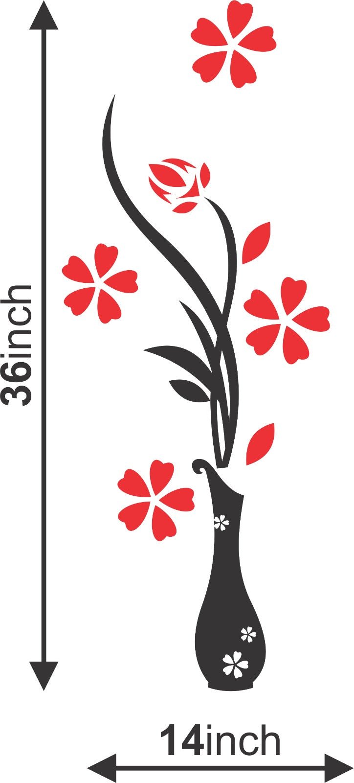 Acrylic 3D Vase plum wall stickers living room bedroom TV background decoration mm - Zambeel