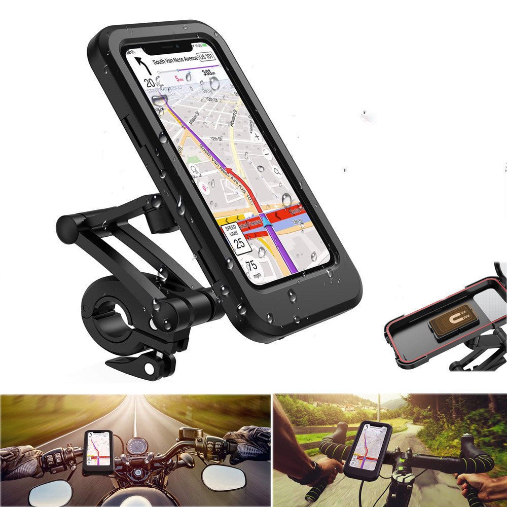 Adjustable Waterproof Bicycle Mobile Phone Holder Mount Universal Bike Motorcycle Handlebar Cell Phone Support Mount Bracket Bag - Zambeel