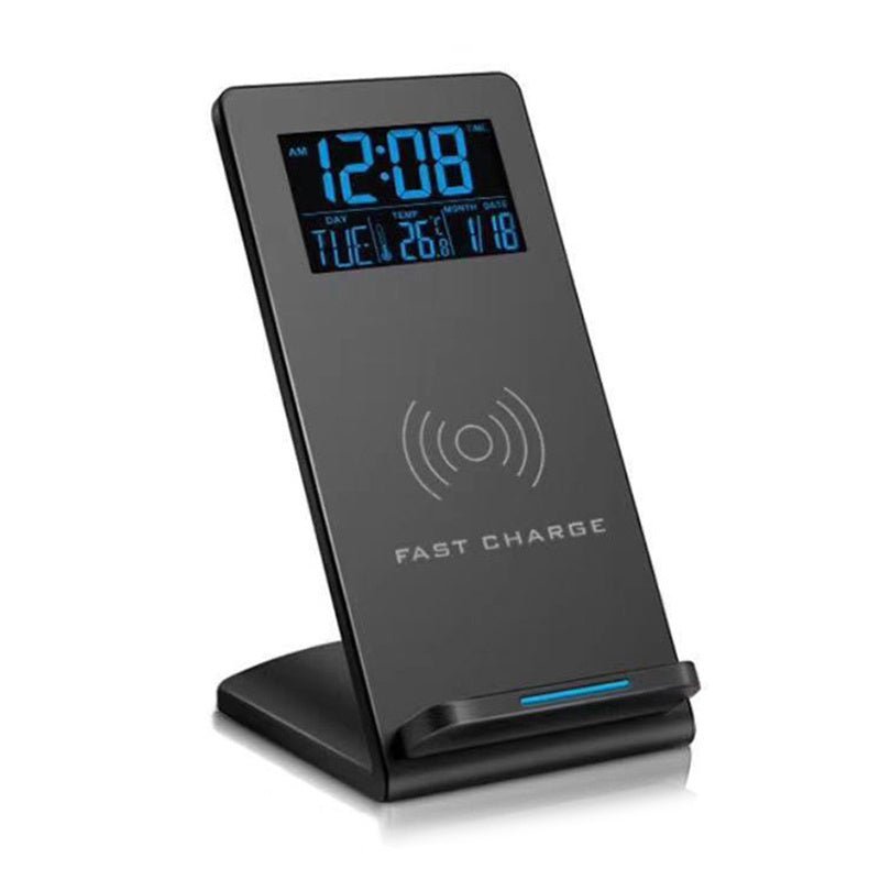 Alarm Clock Wireless Charger Mobile Phone Holder Perpetual Calendar Temperature Bedside Desktop - Zambeel