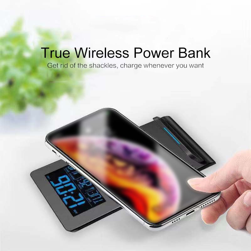 Alarm Clock Wireless Charger Mobile Phone Holder Perpetual Calendar Temperature Bedside Desktop - Zambeel