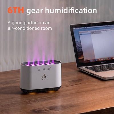 Amazon Hot Sale Dynamic Flame Humidifier USB Portable H20 Smart Ultrasonic Voice - Control Room Humidifier With 7 Colors Light - Zambeel