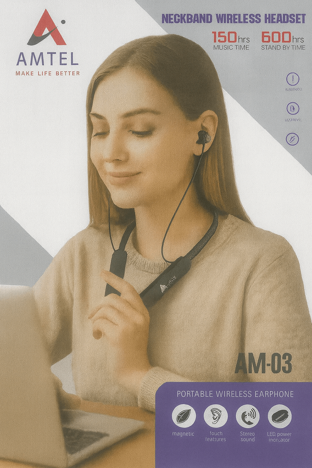 Amtel - Neckband Wireless Headset - Zambeel