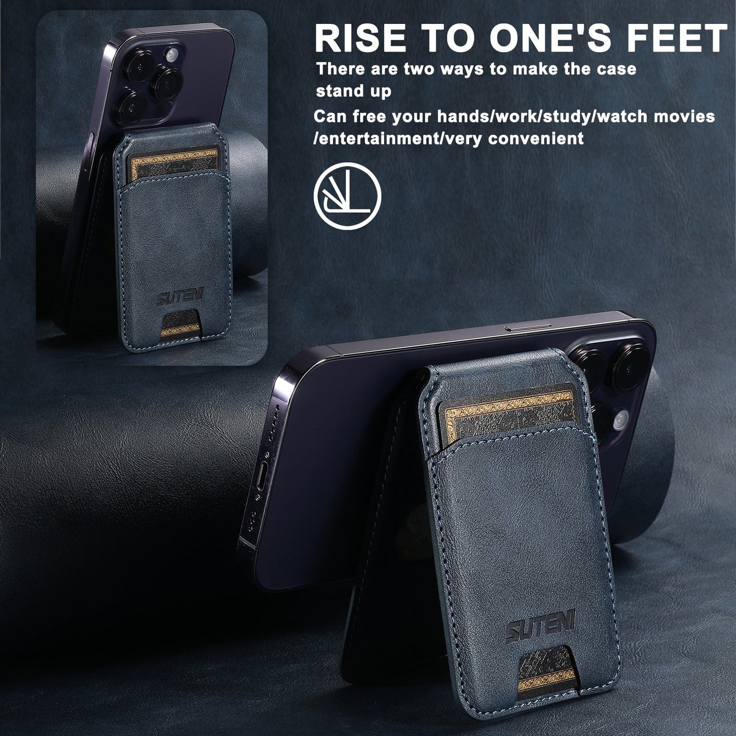 Android Universal Phone Magnetic Card Holder MagSafe Magnetic Ring PU Leather - Zambeel