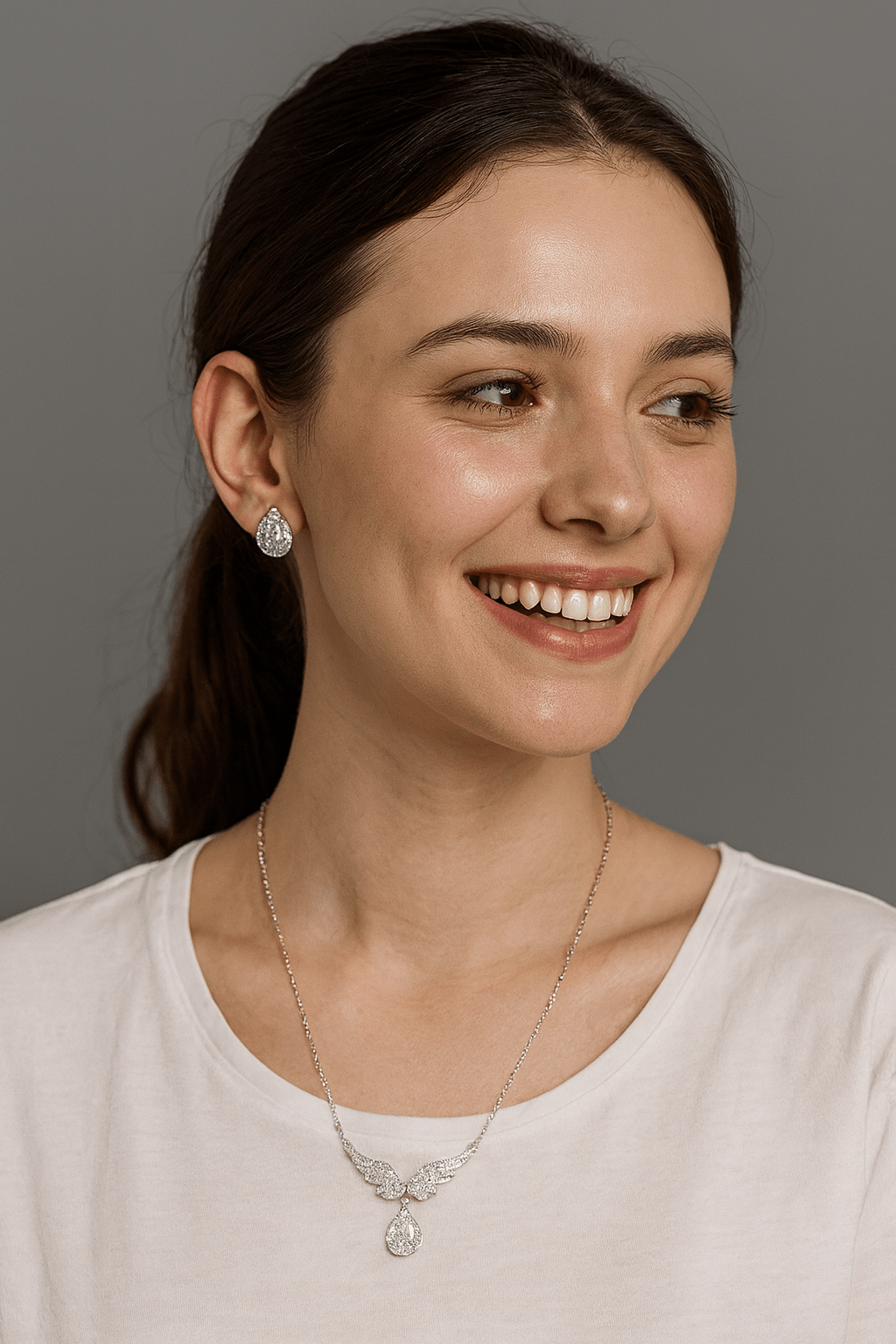 Angel Wings Drop Necklace Set - Zambeel