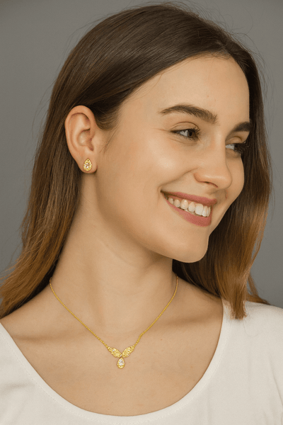 Angel Wings Drop Necklace Set - Zambeel