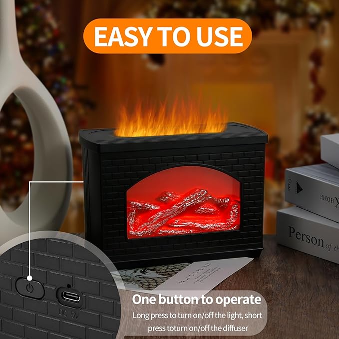 Aroma Diffuser with Fireplace Flame Light - Zambeel