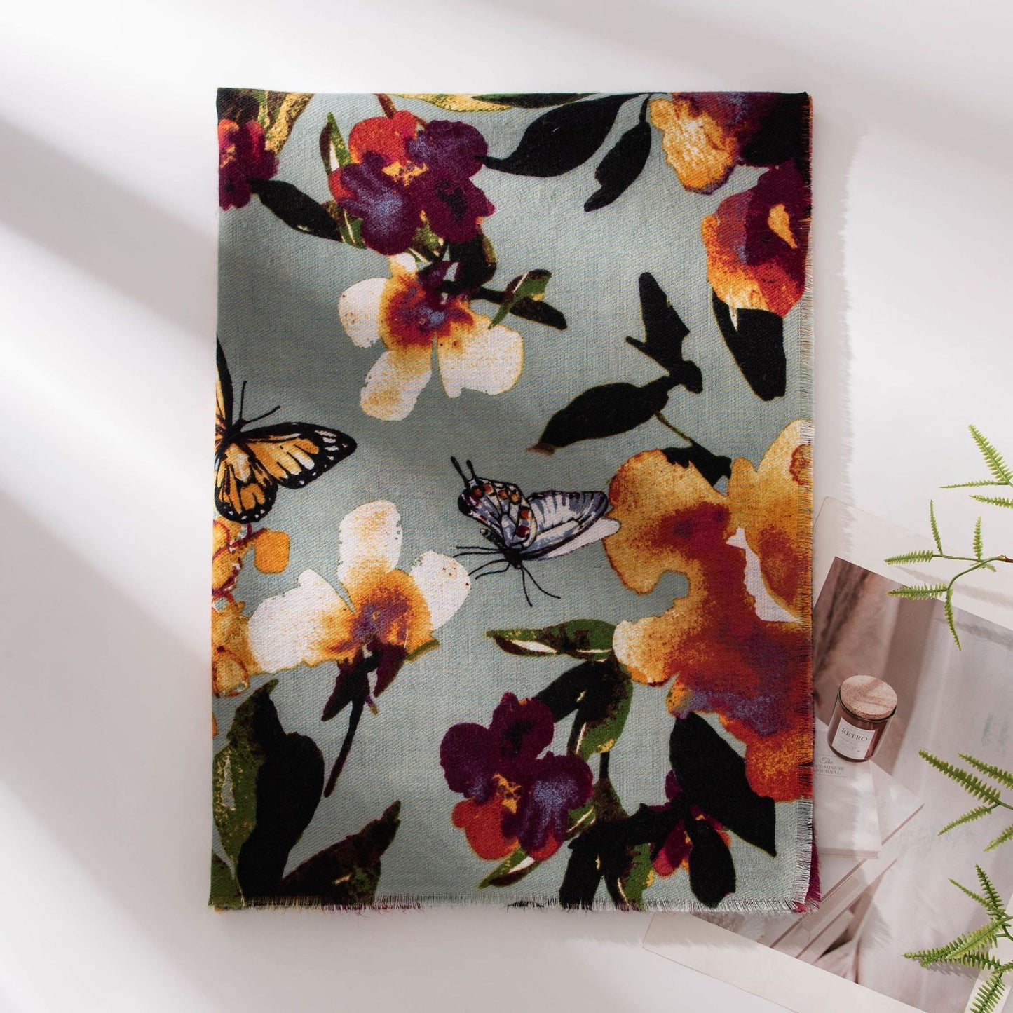 Artificial Cashmere Scarf Female Plant Print Fashion Commuter - Zambeel