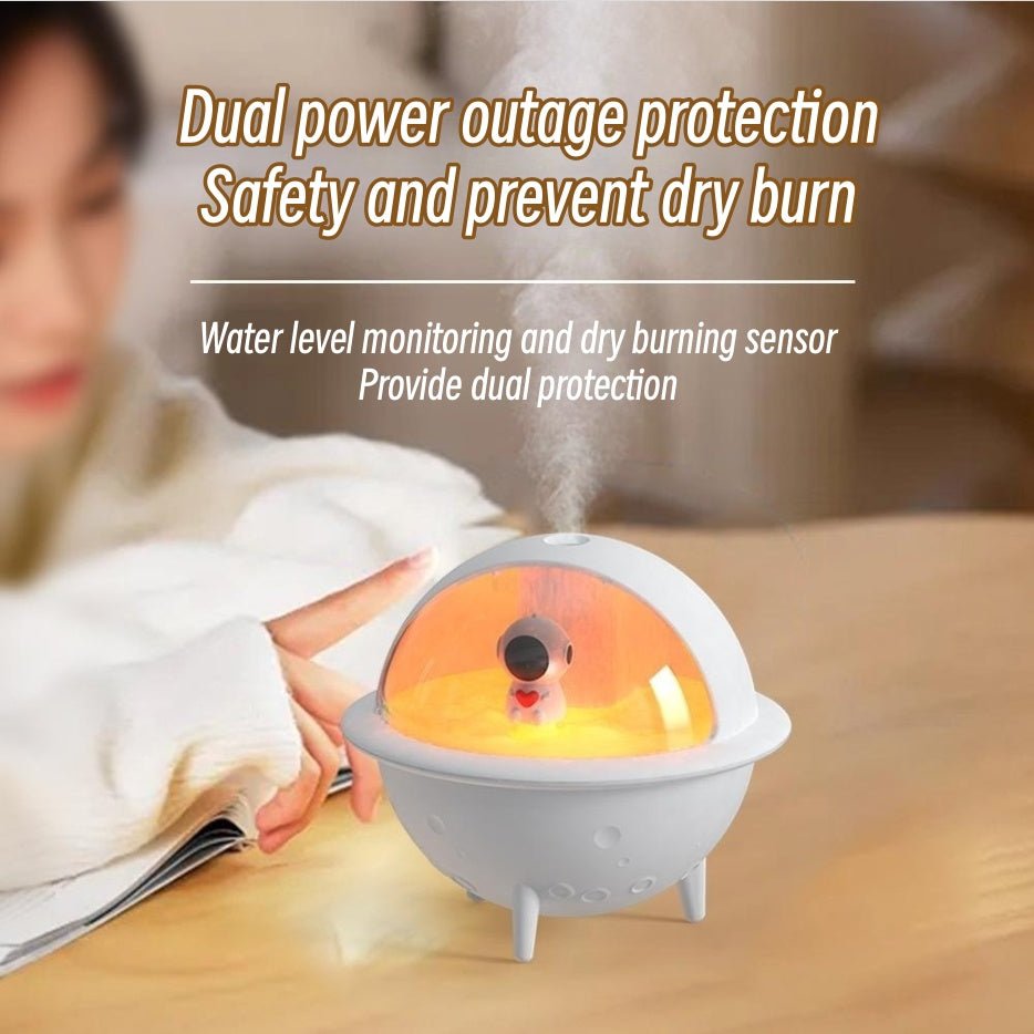 Astronaut Humidifier For Bedroom Mini Air Humidifier Space Planet Air Humidifier USB Electric Ultrasonic Cool Water Mist Aroma Diffuser With LED Light For Home Room Mini Humidifier - Zambeel
