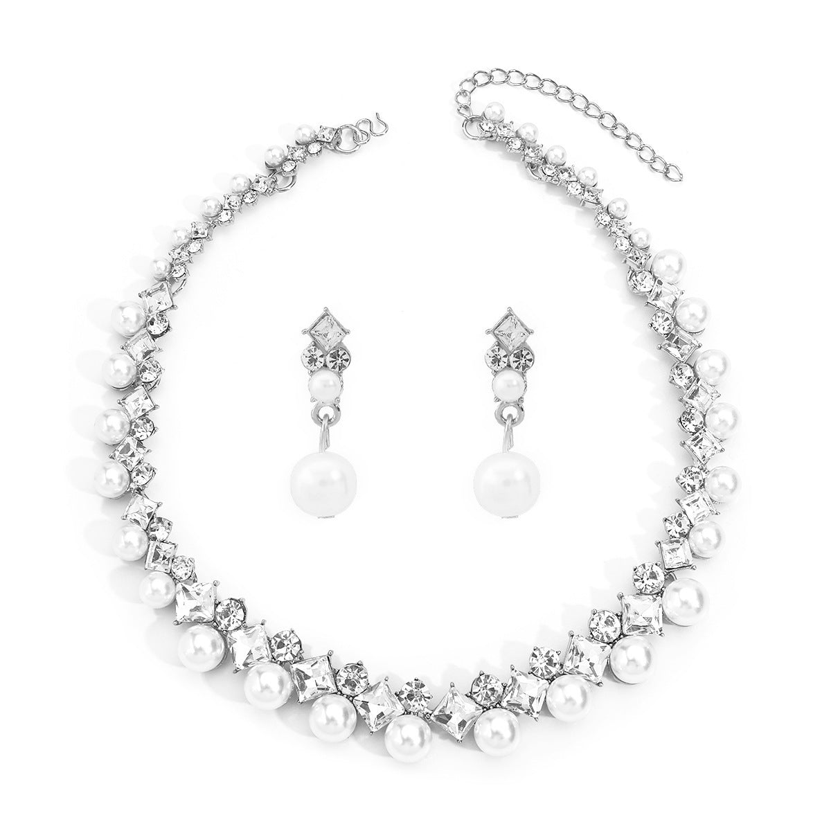 Baroque Alloy Necklace And Earrings Elegant Fashion All - match Bridal Formal Formal Dress Jewelry Suit - Zambeel