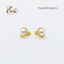 Beaded Border Pearl Gold Earring | Stainless Steel | 18K Gold Plated - Zambeel